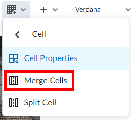 Highlighting the Merge Cells option.